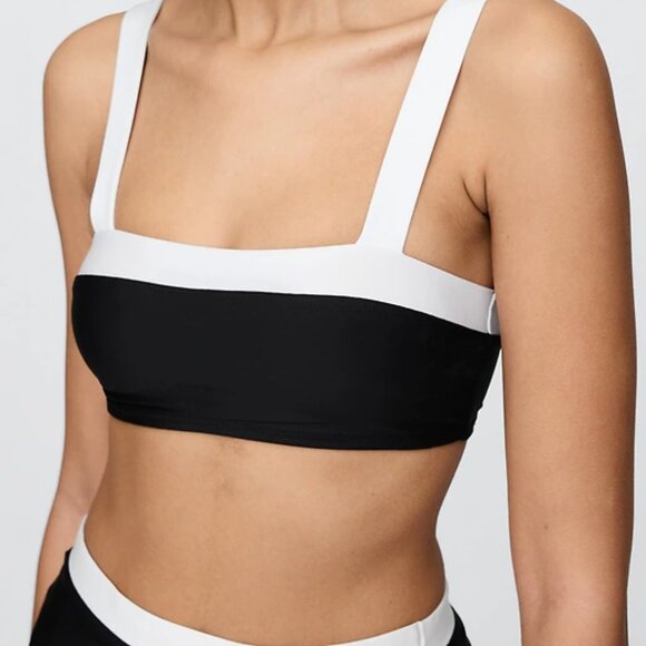 Colorblock Bandeau Bikini Top | Black with White Tipping | GAP | Size S | NWT - Picture 1 of 4
